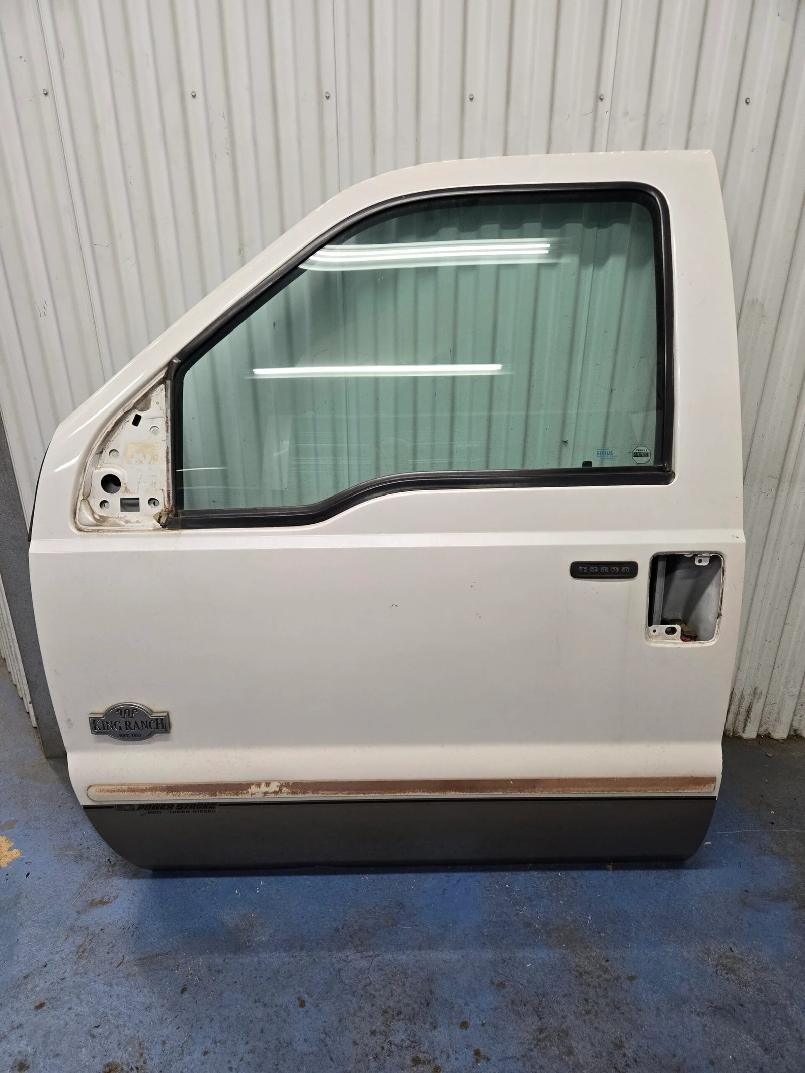 2011-2012 Ford F250 F350 F450 F550 Super Duty Left Front Driver Door w/ Power Window, Pearl White (UG) & Pale Adobe Metallic (LQ)